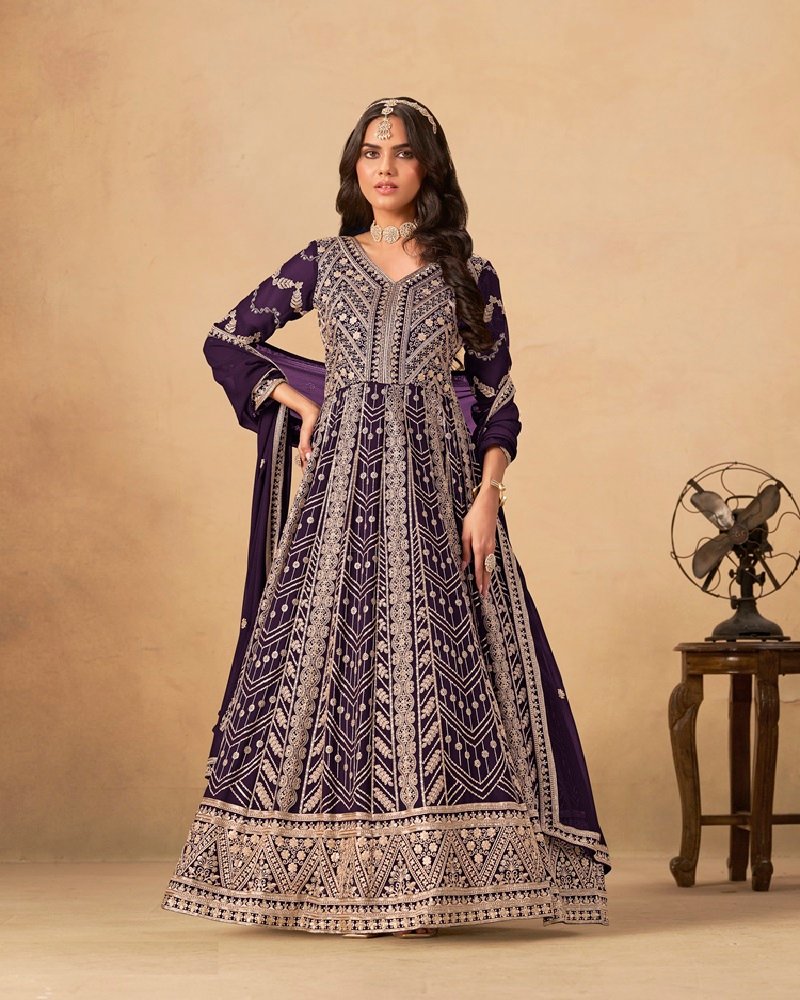 Designer Faux Georgette Embroidered Anarkali Set - Image 9