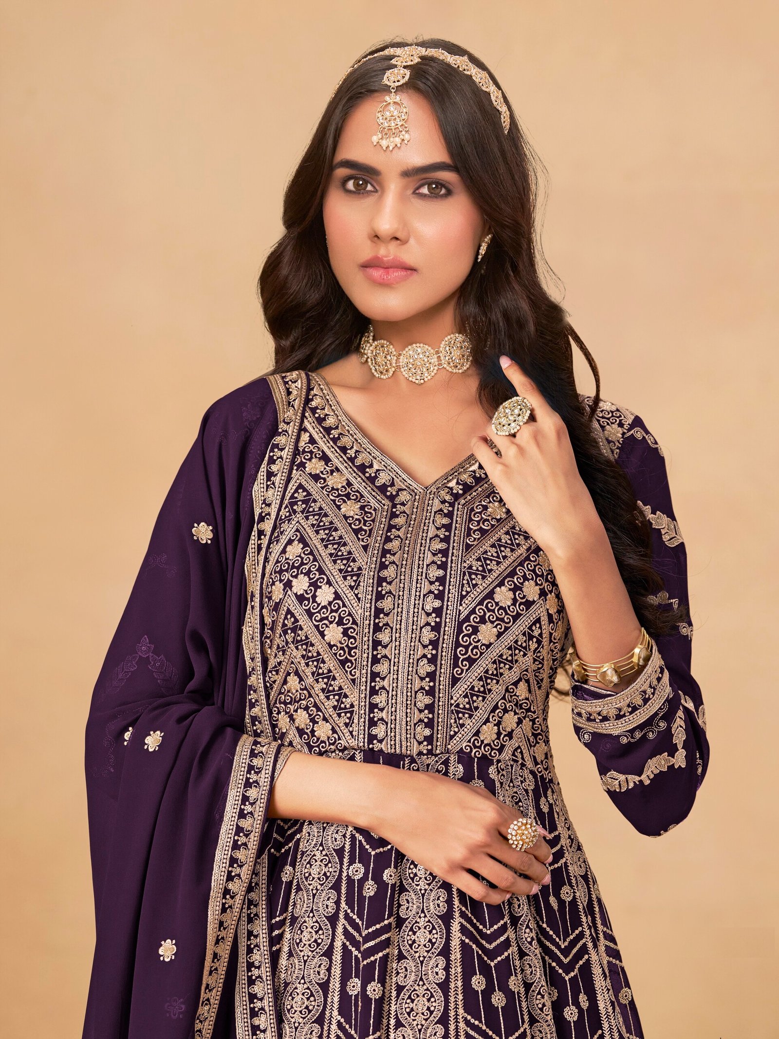 Designer Faux Georgette Embroidered Anarkali Set - Image 11