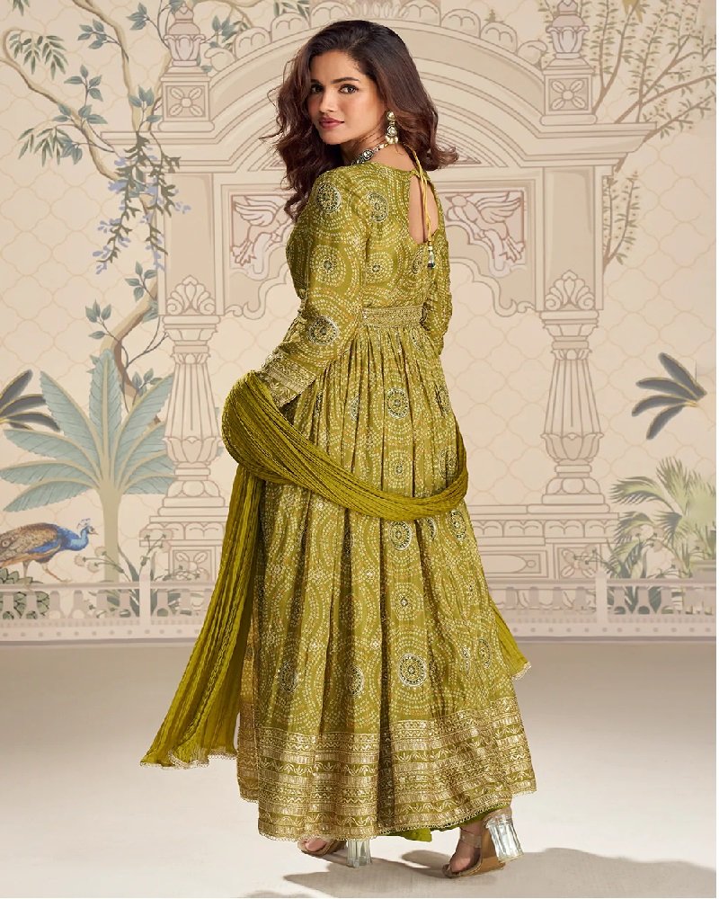 Orange Slit Frock Style Designer Anarkali Dress - Image 6