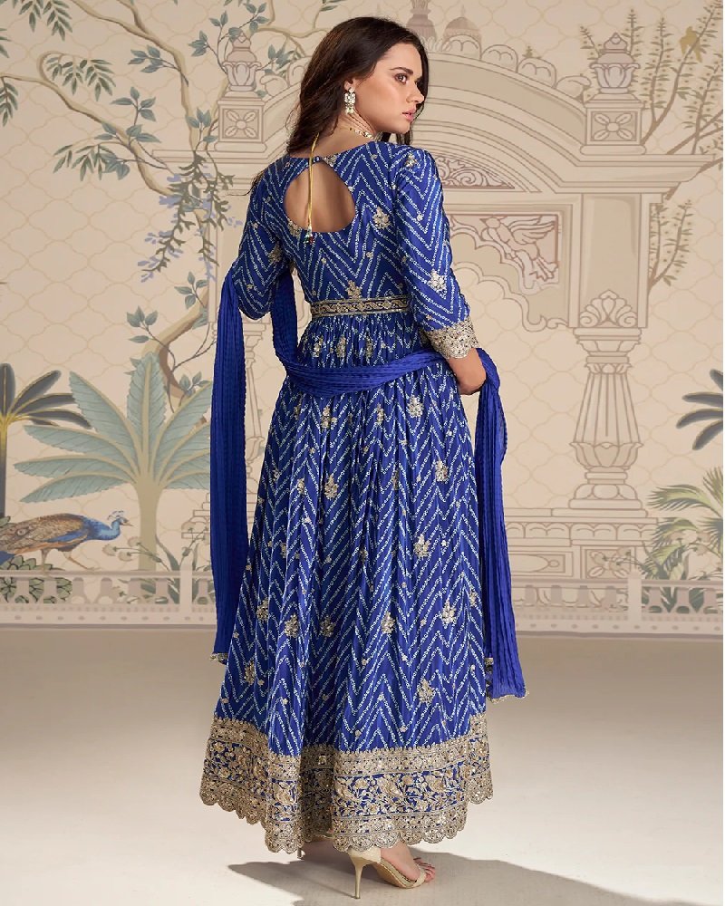 Orange Slit Frock Style Designer Anarkali Dress - Image 3