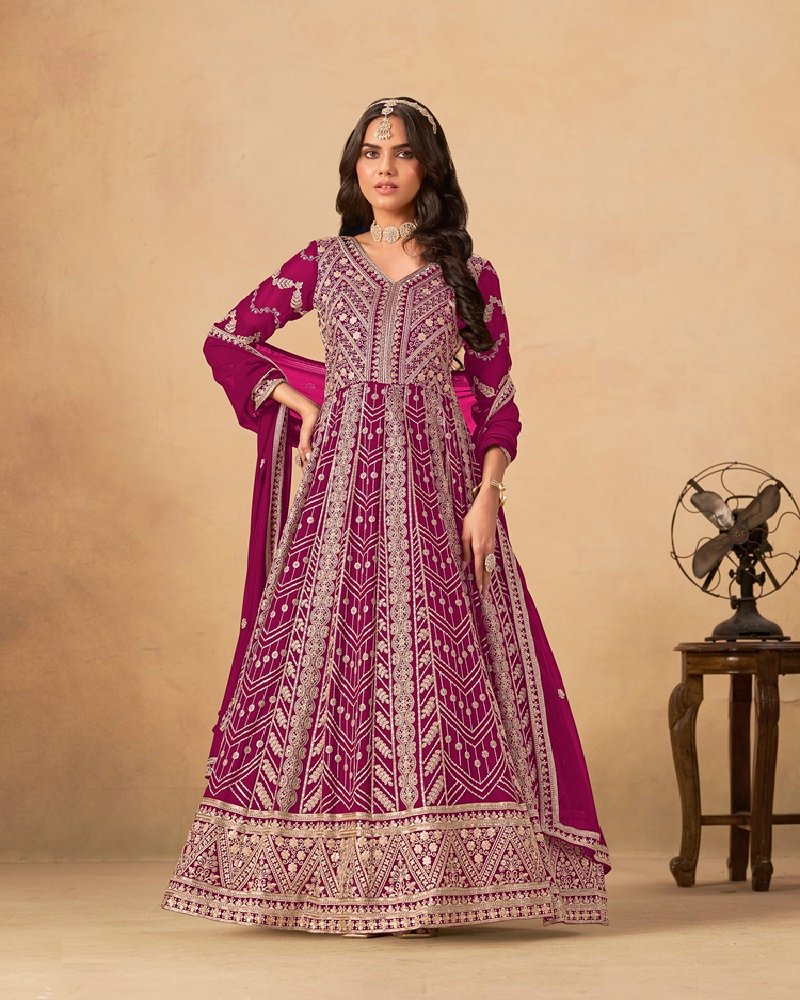 Designer Faux Georgette Embroidered Anarkali Set - Image 13