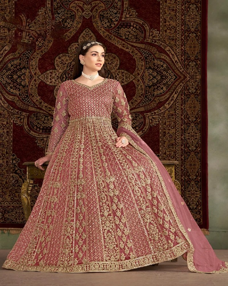 Graceful Glow Heavy Embroidered Net Anarkali Gown - Image 3