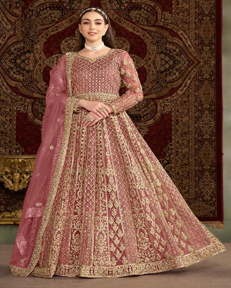 Graceful Glow Heavy Embroidered Net Anarkali Gown