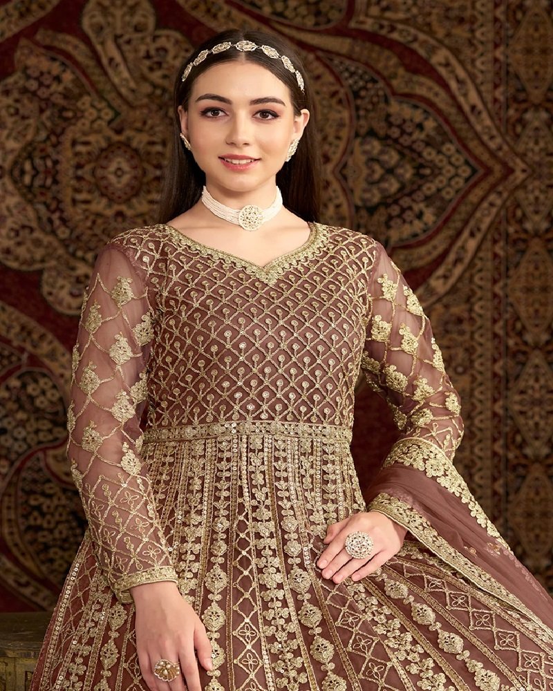 Graceful Glow Heavy Embroidered Net Anarkali Gown - Image 11