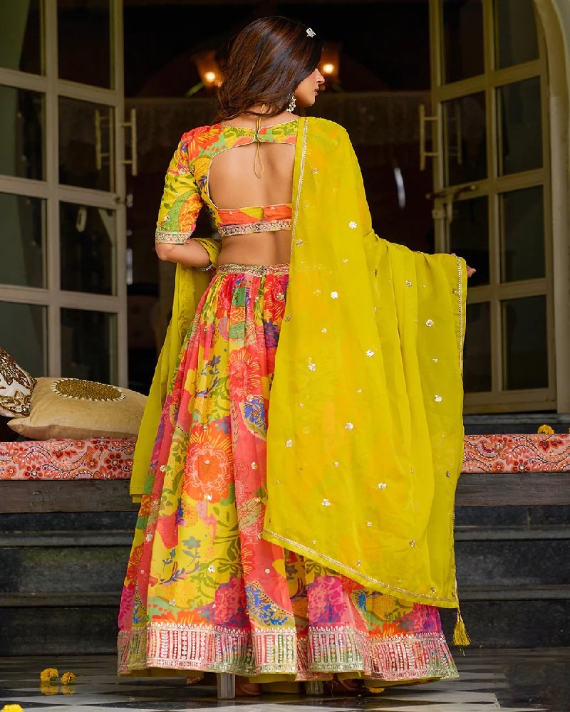 Vibrant Printed Embroidered Festive Lehenga Choli - Image 8
