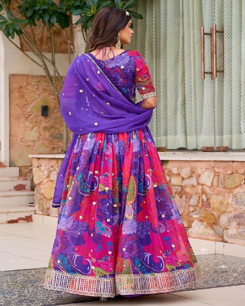 Vibrant Printed Embroidered Festive Lehenga Choli - Image 4