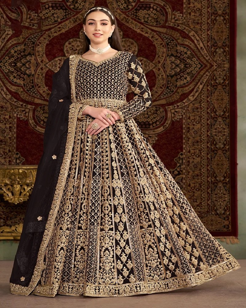 Timeless Elegance Heavy All Over Embroidered Net Anarkali Gown