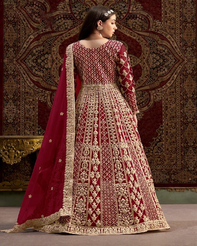 Timeless Elegance Heavy All Over Embroidered Net Anarkali Gown - Image 7