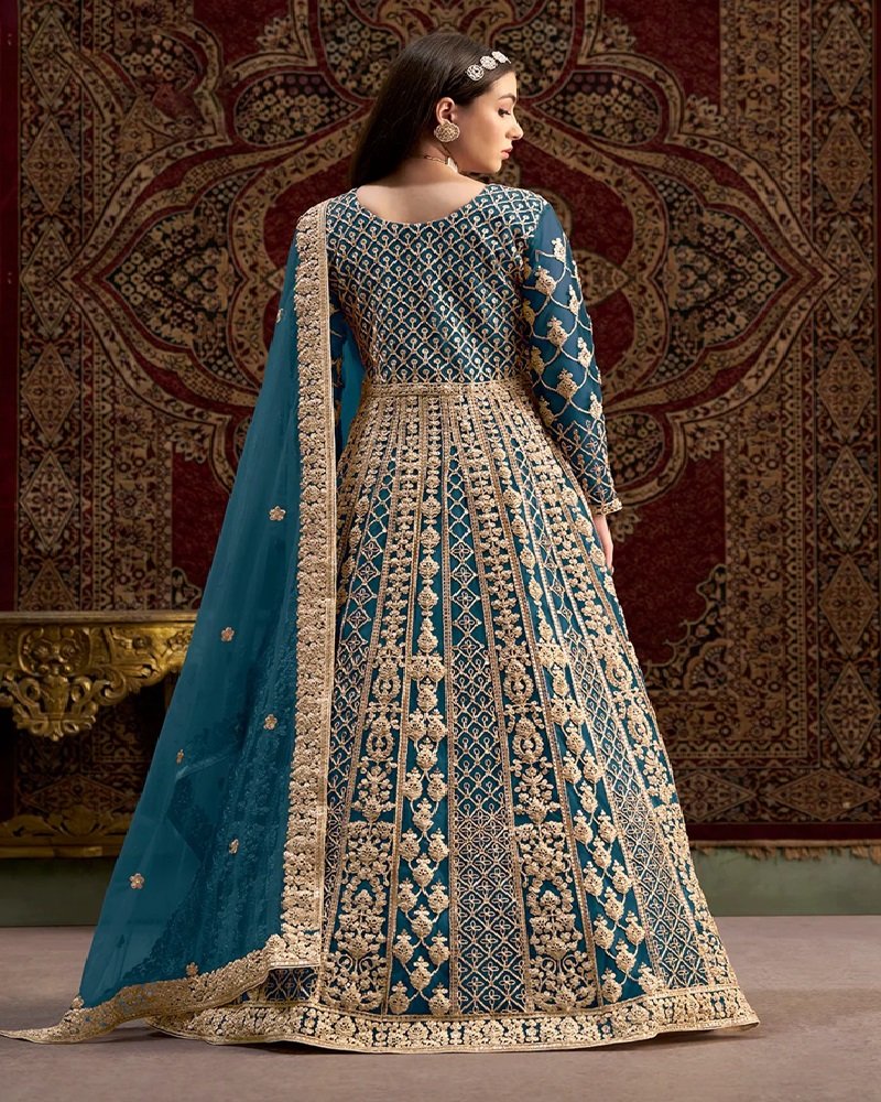 Timeless Elegance Heavy All Over Embroidered Net Anarkali Gown - Image 23