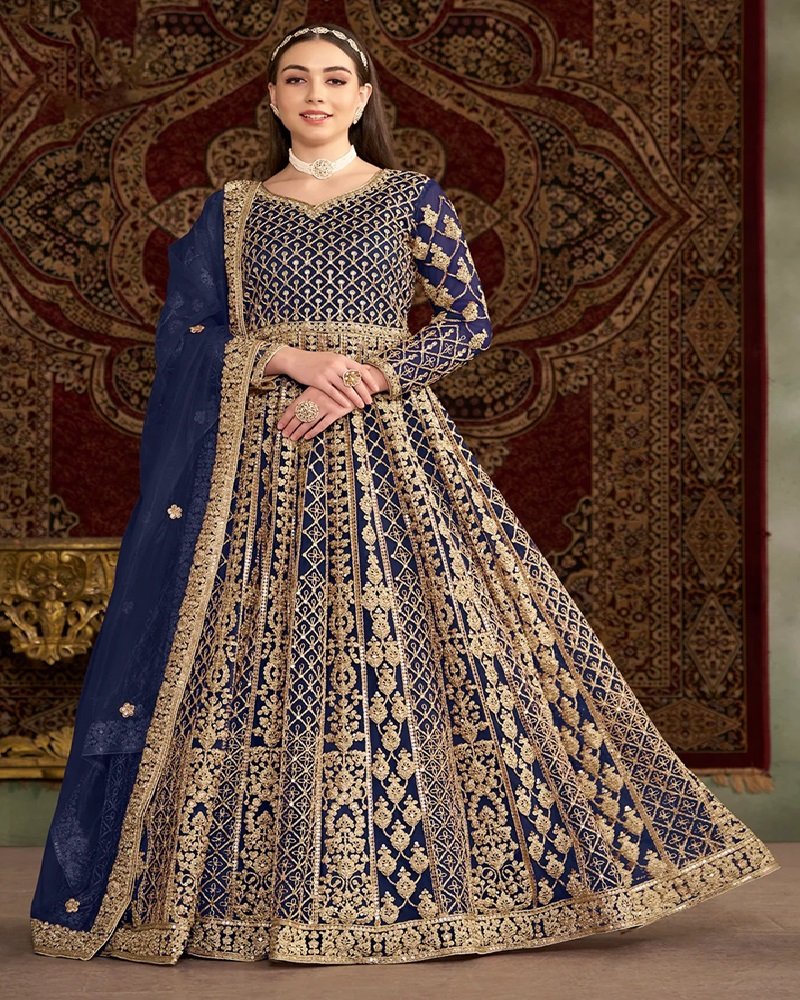 Timeless Elegance Heavy All Over Embroidered Net Anarkali Gown - Image 10