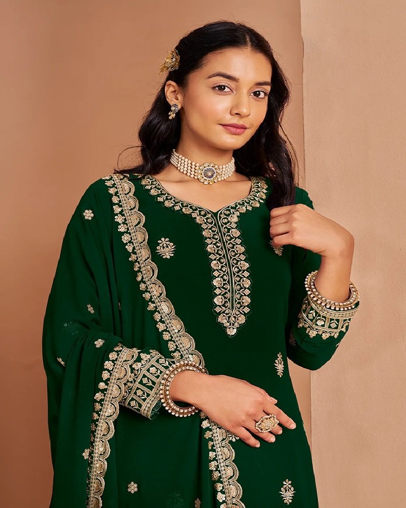 Elegant Grace Embroidered Georgette Palazzo Suit - Image 5