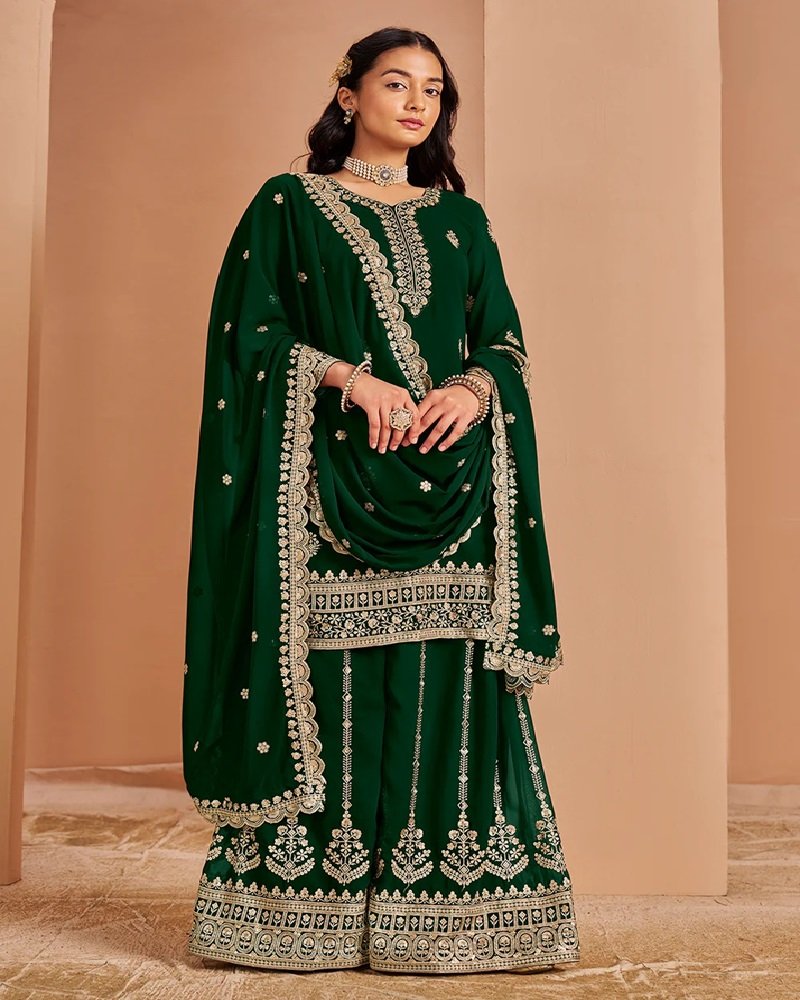 Elegant Grace Embroidered Georgette Palazzo Suit - Image 4