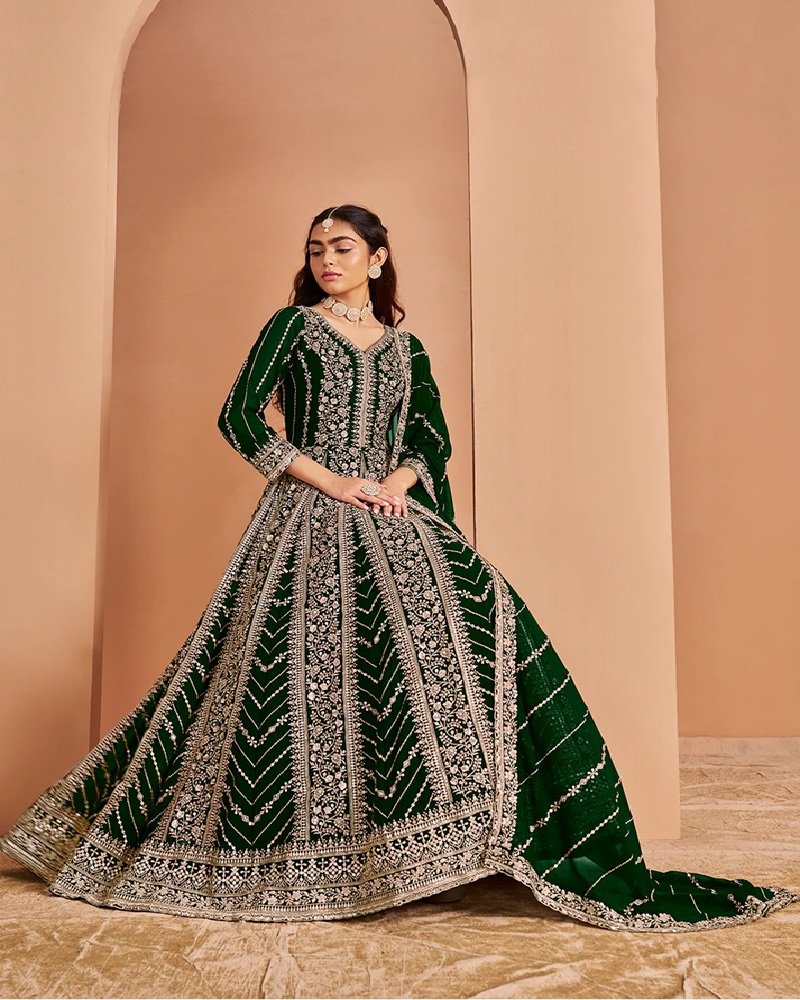 Stunning Heavy Embroidered Faux Georgette Anarkali Suit - Image 6