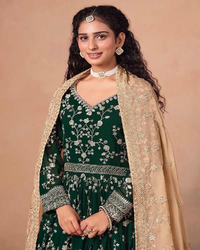 Stunning Party Wear Faux Georgette Embroidered Anarkali Suit - Image 4