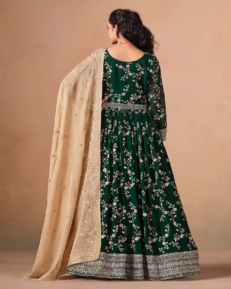 Stunning Party Wear Faux Georgette Embroidered Anarkali Suit - Image 3