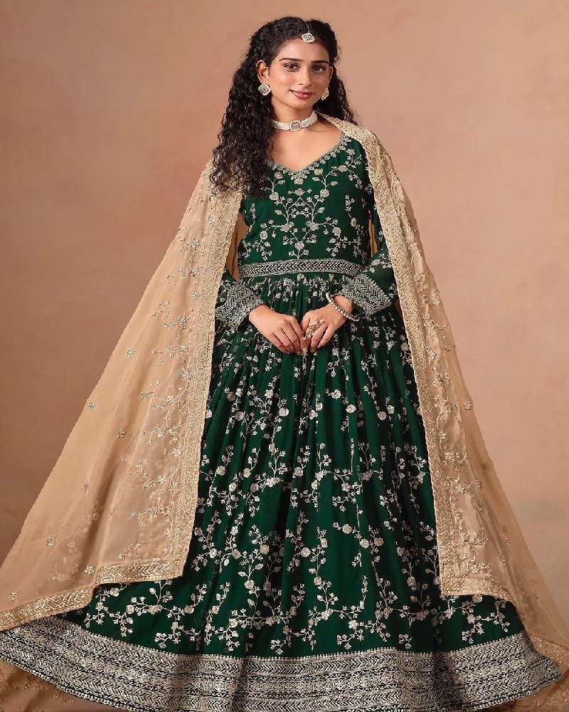 Stunning Party Wear Faux Georgette Embroidered Anarkali Suit - Image 2