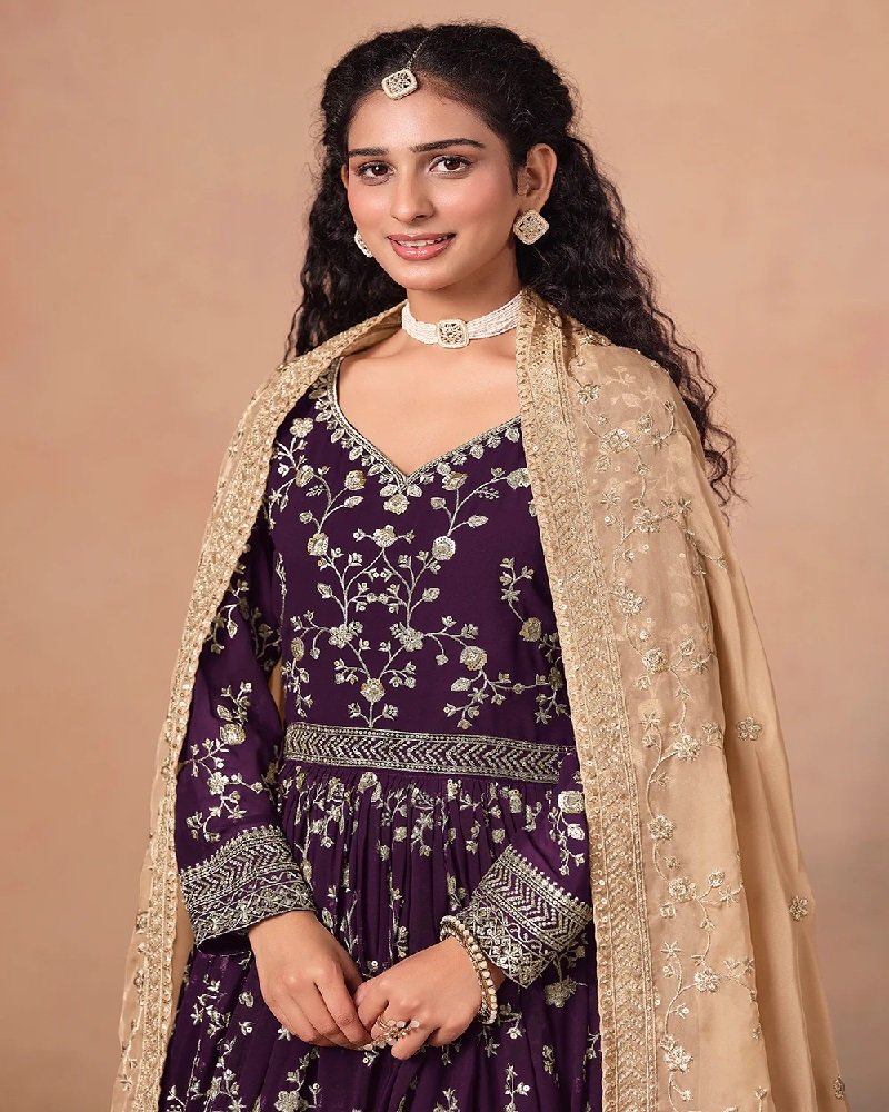 Stunning Party Wear Faux Georgette Embroidered Anarkali Suit - Image 15