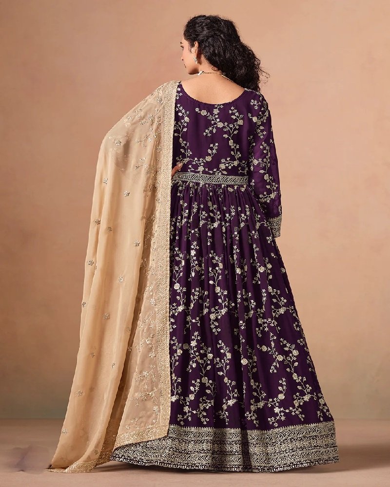 Stunning Party Wear Faux Georgette Embroidered Anarkali Suit - Image 14