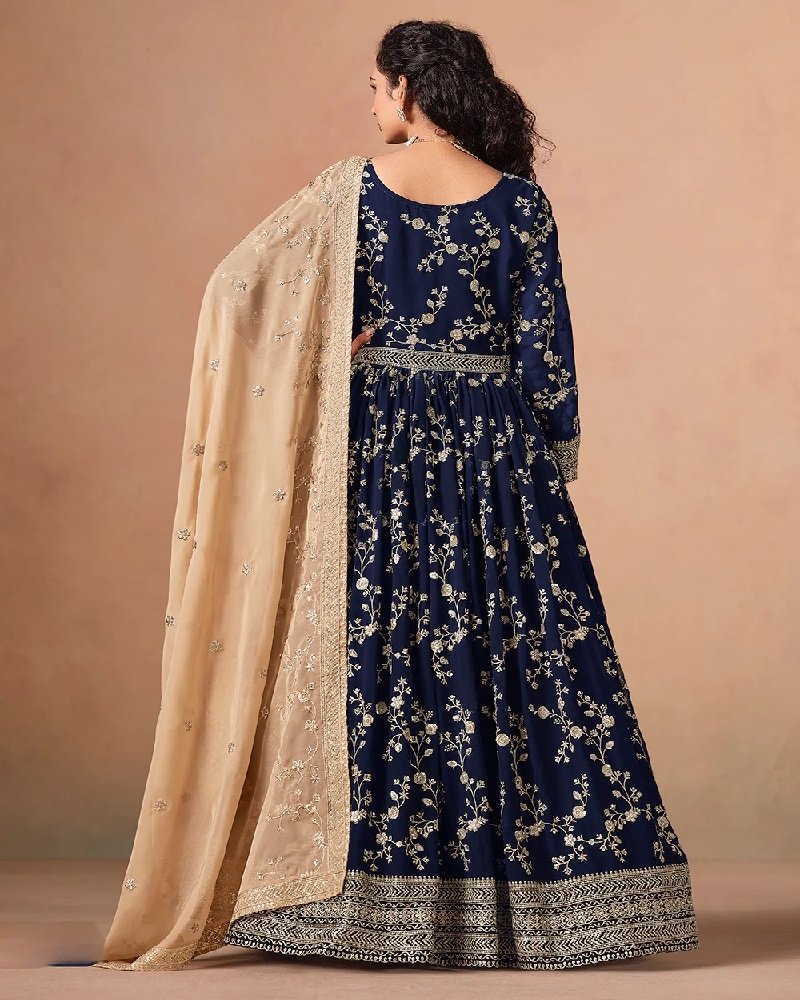 Stunning Party Wear Faux Georgette Embroidered Anarkali Suit - Image 6