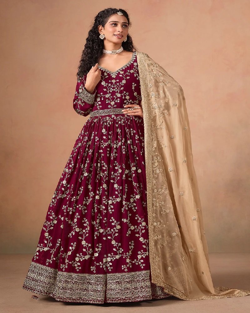 Stunning Party Wear Faux Georgette Embroidered Anarkali Suit - Image 13