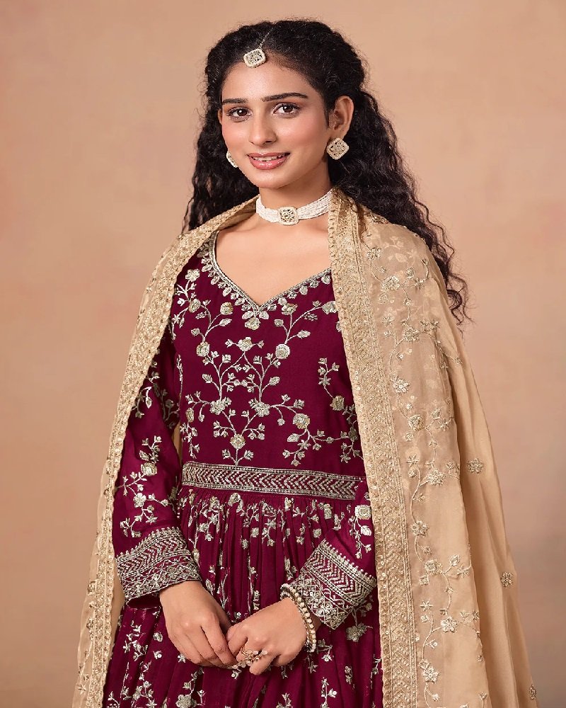 Stunning Party Wear Faux Georgette Embroidered Anarkali Suit - Image 12