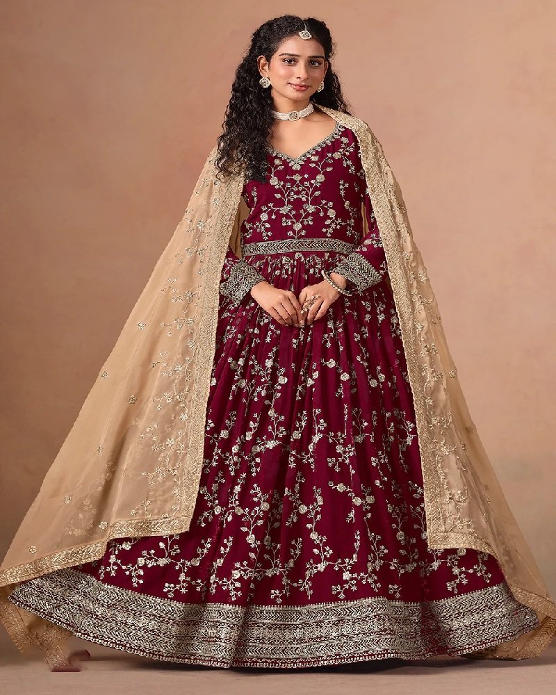 Stunning Party Wear Faux Georgette Embroidered Anarkali Suit - Image 10