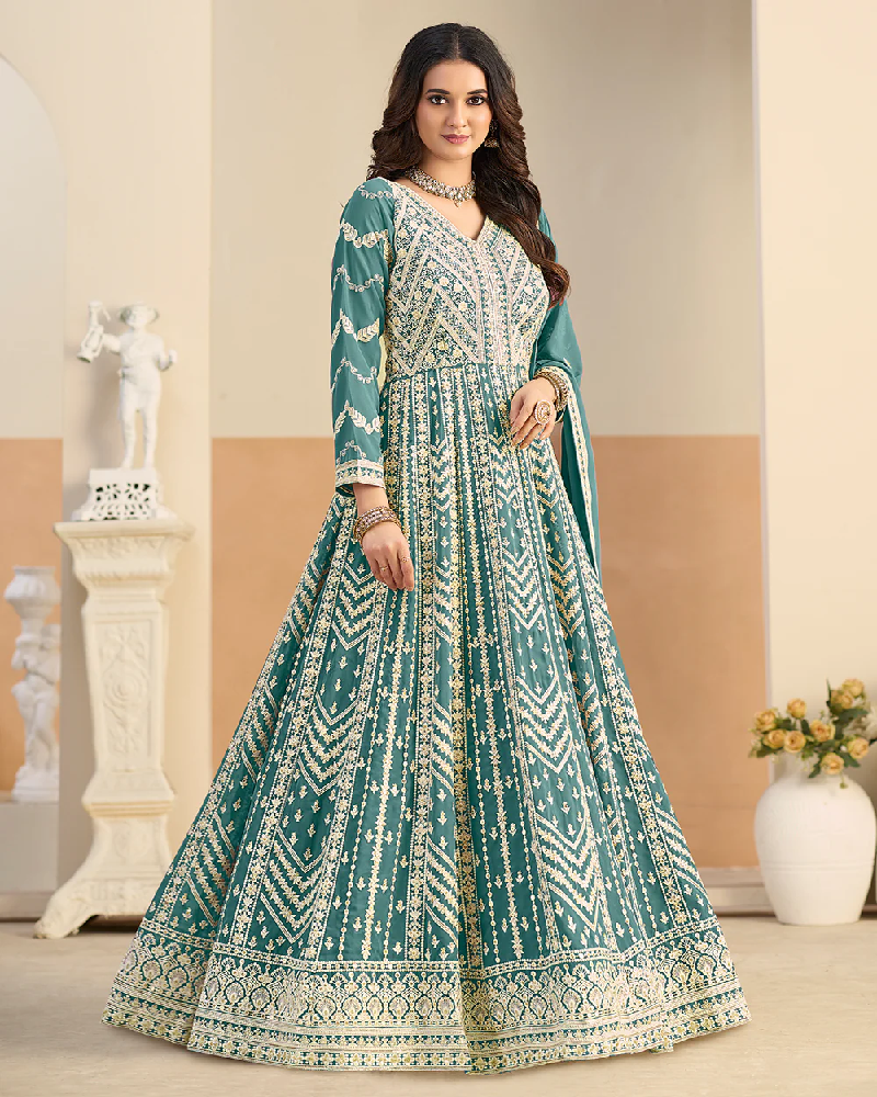 Stunning Lucknowi Partywear Anarkali - Image 9