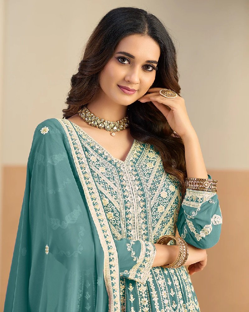 Stunning Lucknowi Partywear Anarkali - Image 11