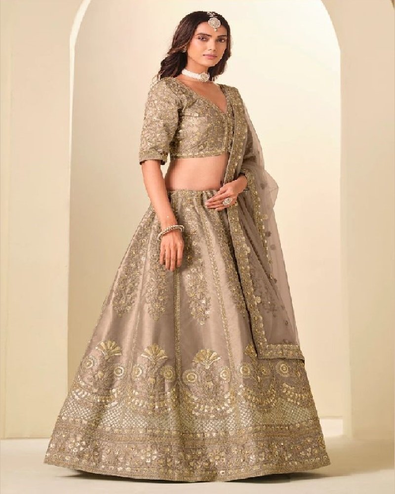 Regal Gold Embroidered Art Silk Wedding Lehenga Choli - Image 18
