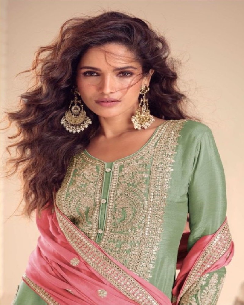 Royal Elegant Chinon Silk Embroidered Palazzo Set - Image 3