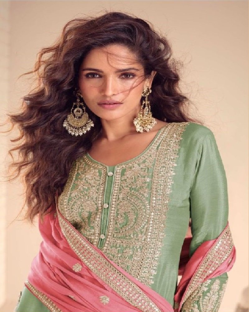 Royal Elegant Chinon Silk Embroidered Palazzo Set - Image 10