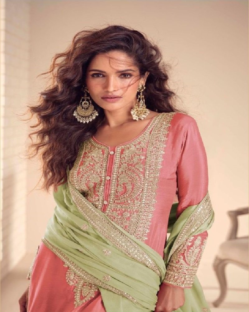 Royal Elegant Chinon Silk Embroidered Palazzo Set - Image 4