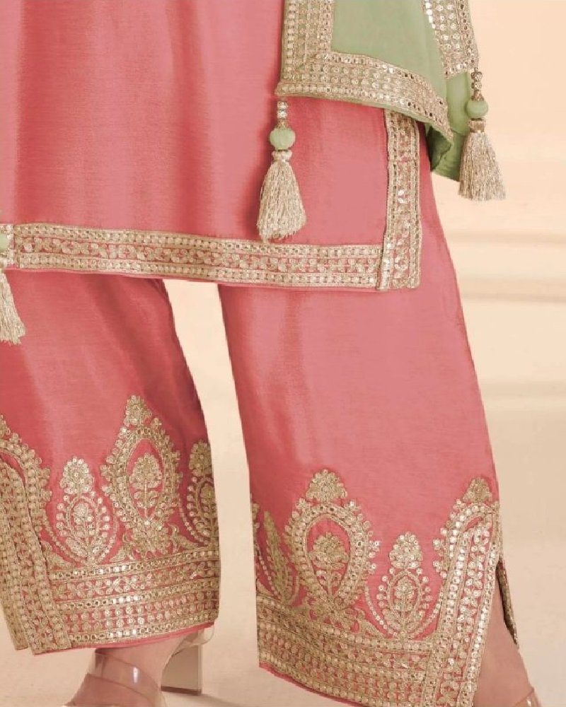 Royal Elegant Chinon Silk Embroidered Palazzo Set - Image 2