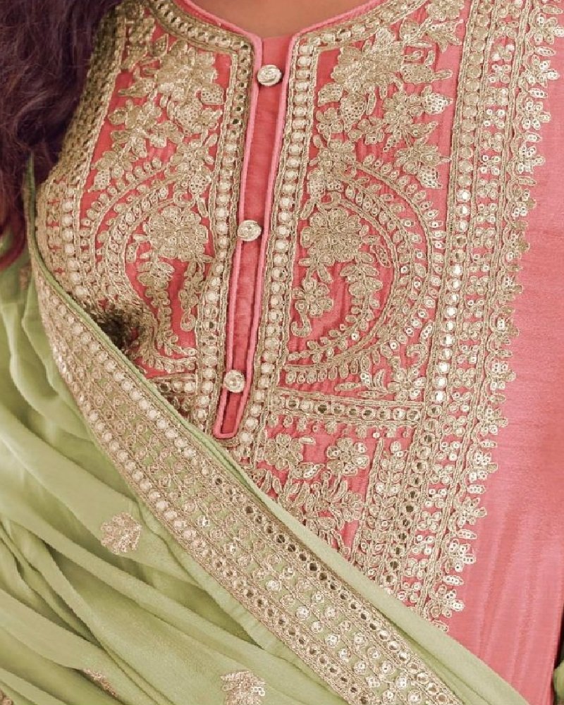 Royal Elegant Chinon Silk Embroidered Palazzo Set - Image 6