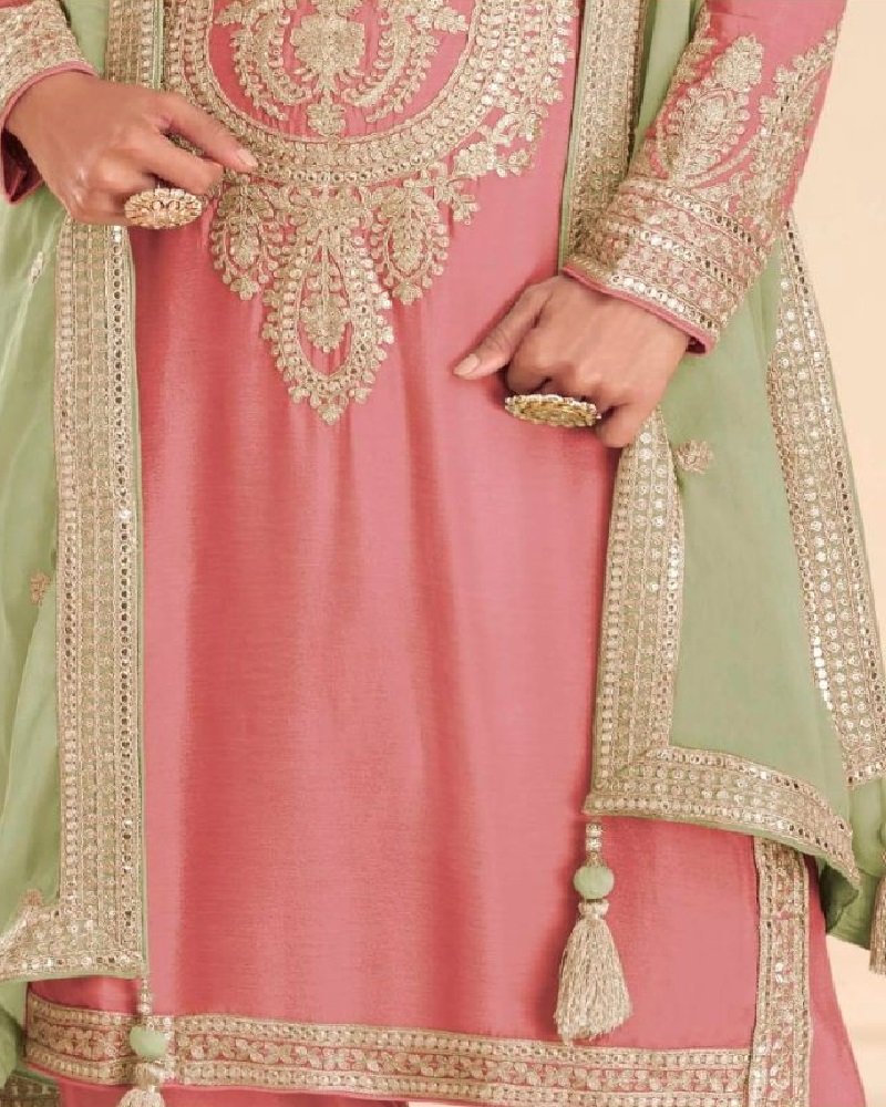 Royal Elegant Chinon Silk Embroidered Palazzo Set - Image 5