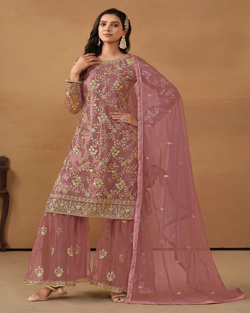 Regal Radiance Net Embroidered Gharara Suit - Image 2