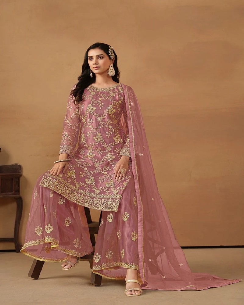 Regal Radiance Net Embroidered Gharara Suit - Image 3