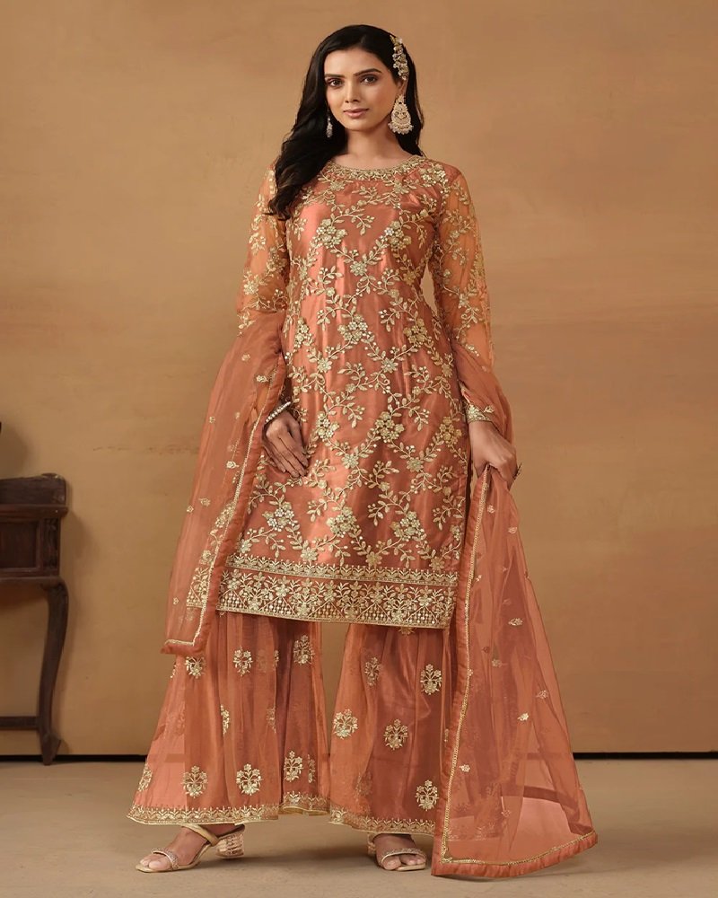 Regal Radiance Net Embroidered Gharara Suit - Image 11