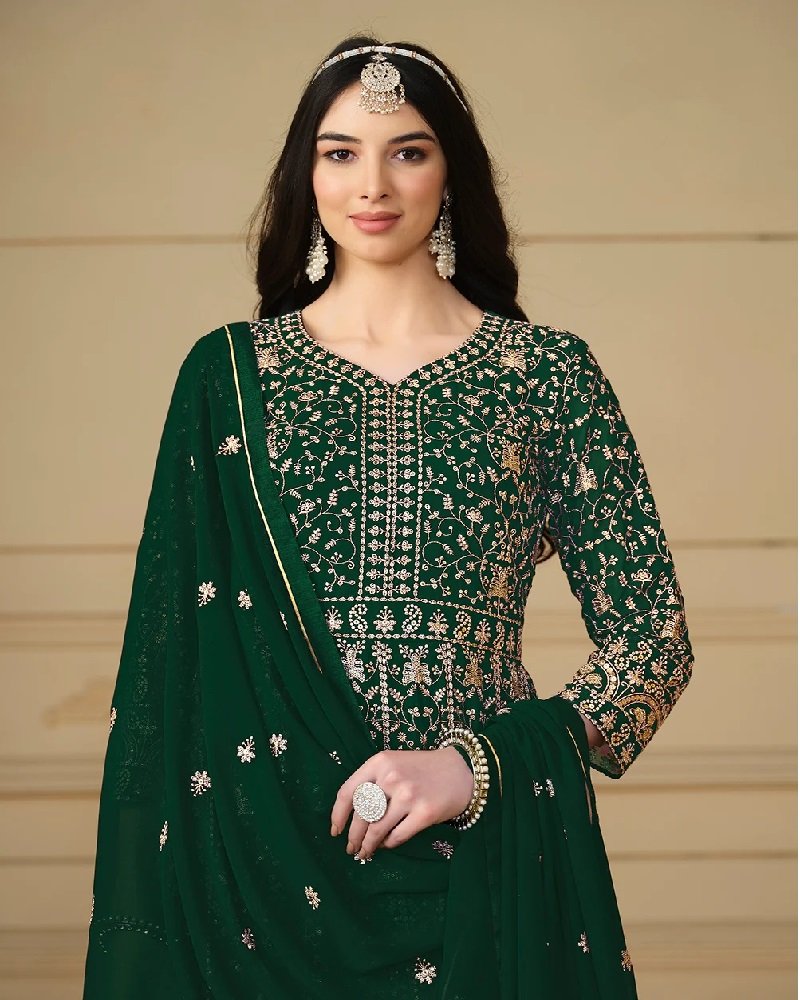 Royal Heritage Embroidered Georgette Anarkali Gown - Image 3