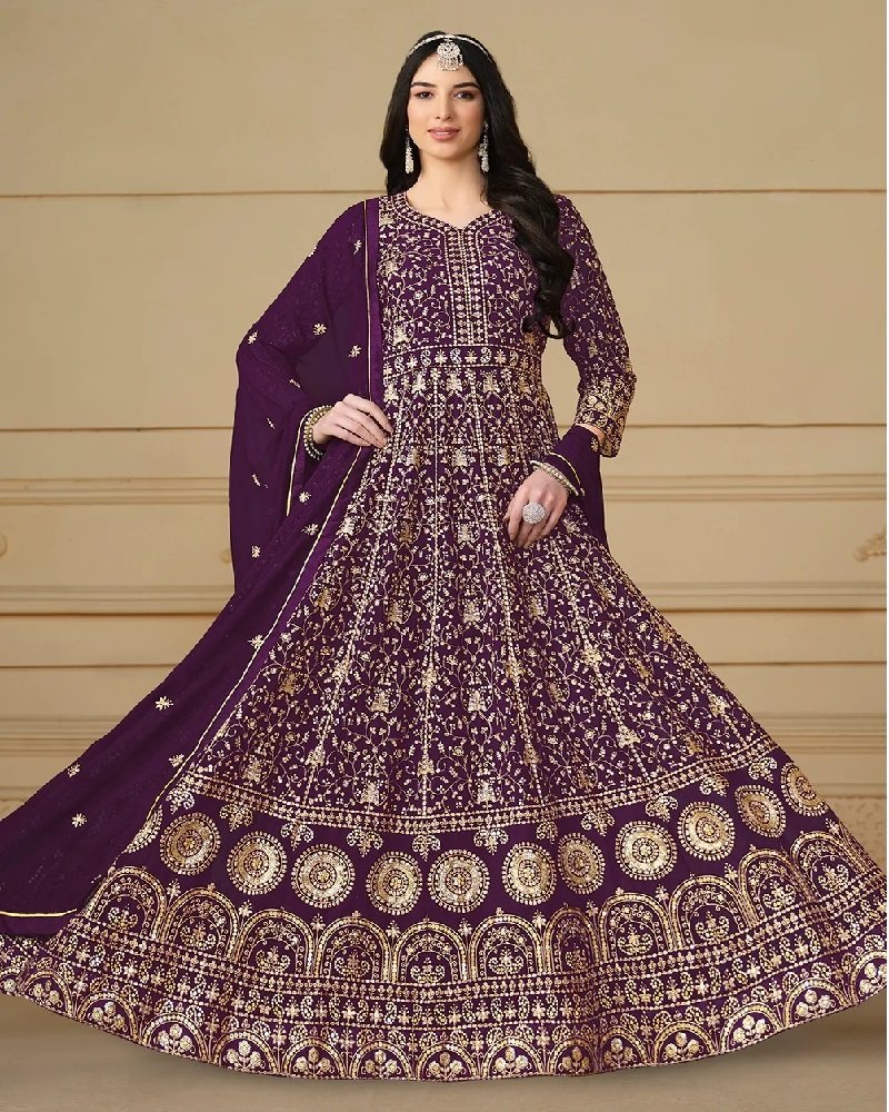 Royal Heritage Embroidered Georgette Anarkali Gown - Image 10