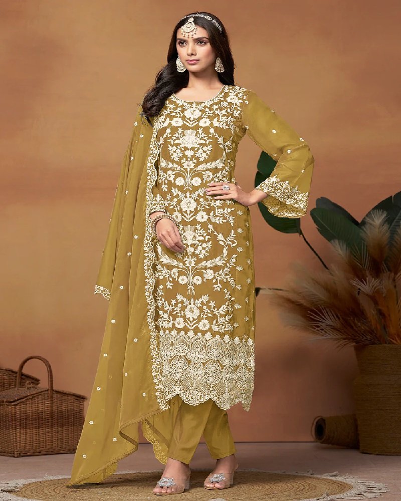 Luxury Organza Embroidered Party Wear Pant Suit - Image 11
