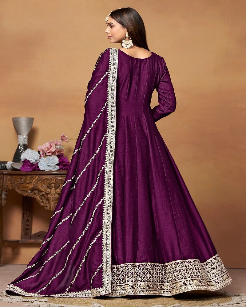 Luxury Classic Art Silk Embroidered Anarkali Suit - Image 12