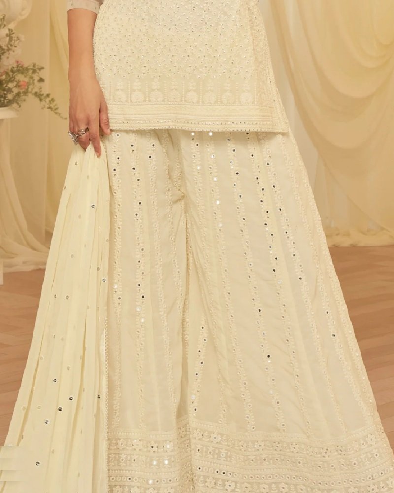 Elegant Lucknowi Embroidered Sharara Suit - Image 6