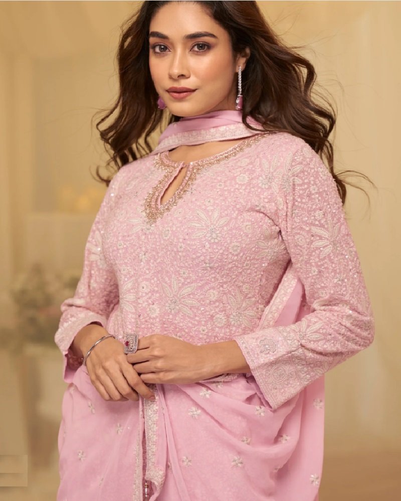 Elegant Lucknowi Embroidered Sharara Suit - Image 10