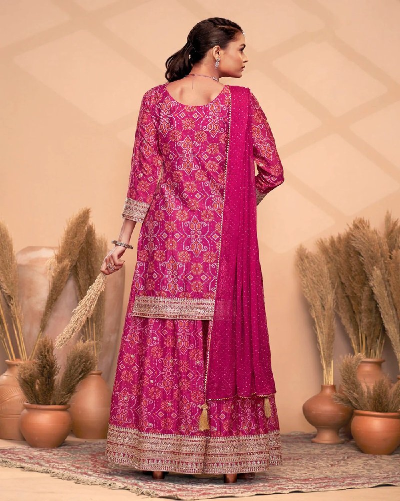 Designer Premium Chinon Embroidered Palazzo Suit - Image 11