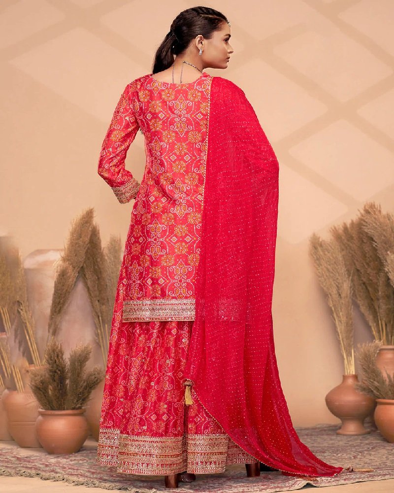 Designer Premium Chinon Embroidered Palazzo Suit - Image 15