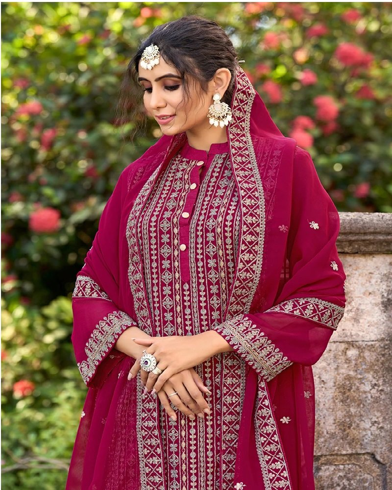 Luxury Embroidered Glory Silk Pant Style Suit - Image 4