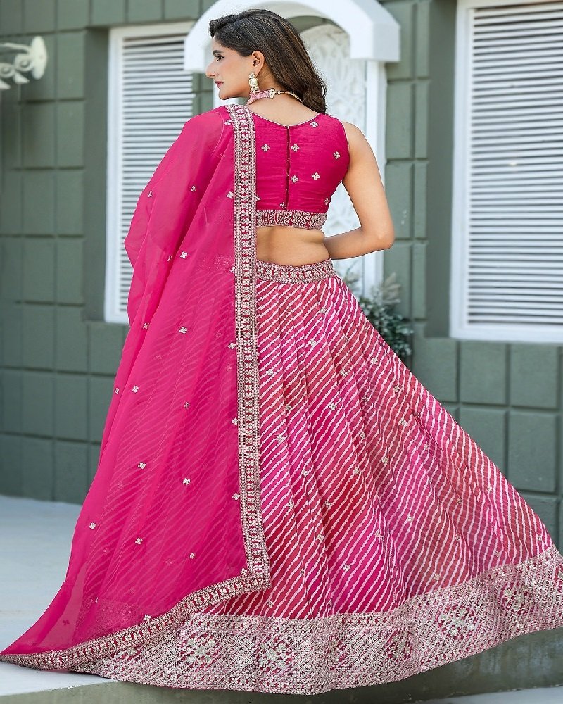 Elegant Leheriya Printed Tabby Silk Festive Lehenga Choli - Image 2