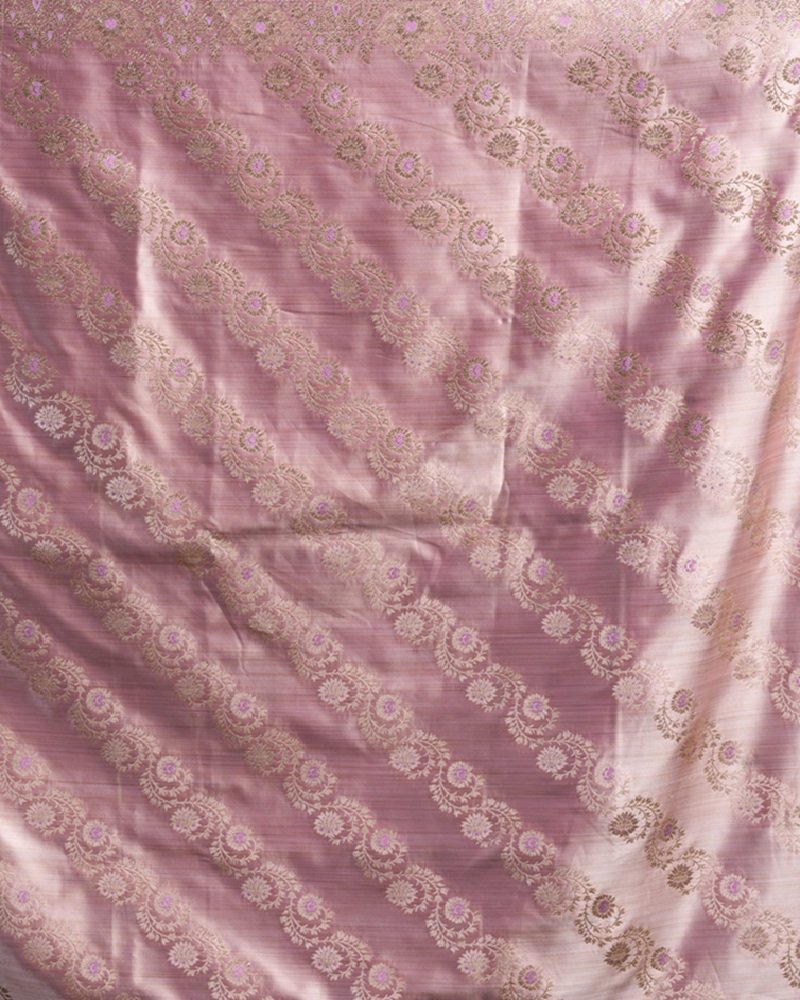 Dusty Rose Pink Premium Satin Silk Fancy Saree - Image 5